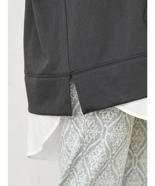 Green　Parks（グリーンパークス）の「Z 裾フェイクパーカーチュニック＊（パーカー・レディース・チャコールグレー/ベージュ/ダークカーキ・FREE）」の4枚目の写真