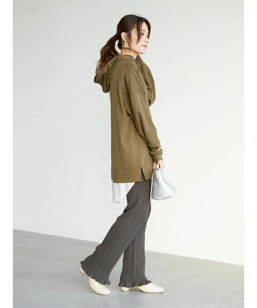 Green　Parks（グリーンパークス）の「Z 裾フェイクパーカーチュニック＊（パーカー・レディース・チャコールグレー/ベージュ/ダークカーキ・FREE）」の20枚目の写真
