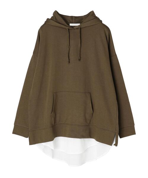 Green　Parks（グリーンパークス）の「Z 裾フェイクパーカーチュニック＊（パーカー・レディース・チャコールグレー/ベージュ/ダークカーキ・FREE）」の21枚目の写真