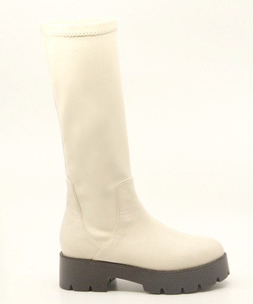 Sugar Sugar(シュガーシュガー)の「【SUGAR SUGAR シュガーシュガー】軽量厚底ストレッチロングブーツ(ブーツ・レディース・ブラック/アイボリー・LL/S/M/L)」の3枚目の写真