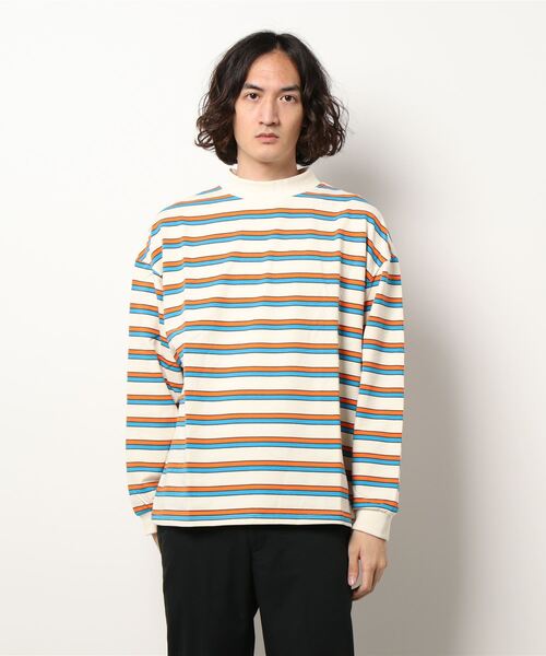 Revo.（レボ）の「モックネックボーダーロングスリーブTee（Tシャツ/カットソー・メンズ・パープル/ネイビー/ホワイト・MEDIUM/LARGE）」の12枚目の写真