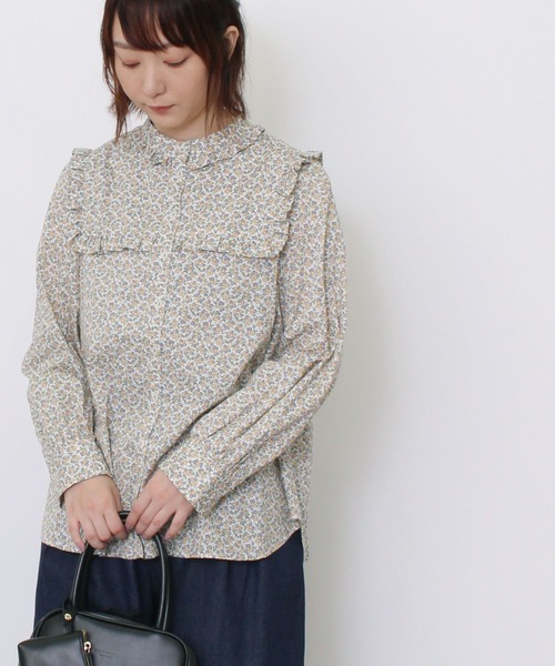 POU DOU DOU(プードゥドゥ)の「スクエアヨークフリル長袖ブラウス(シャツ/ブラウス・レディース・ブラック/ネイビー/アイボリー/ミント・3)」の5枚目の写真