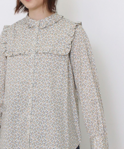 POU DOU DOU(プードゥドゥ)の「スクエアヨークフリル長袖ブラウス(シャツ/ブラウス・レディース・ブラック/ネイビー/アイボリー/ミント・3)」の10枚目の写真