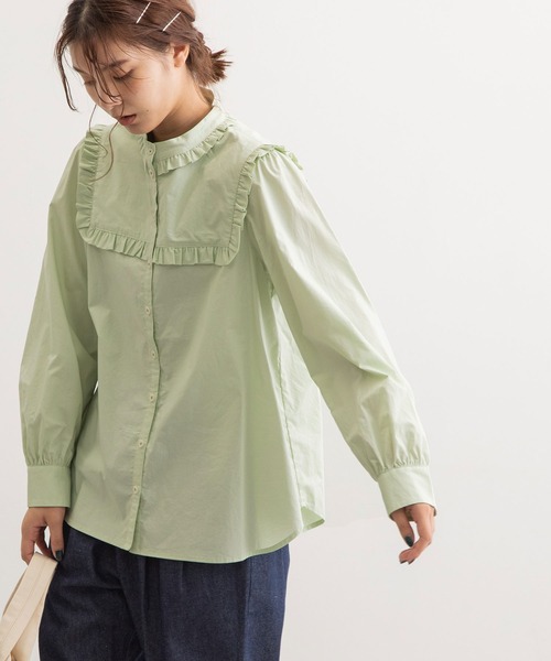 POU DOU DOU(プードゥドゥ)の「スクエアヨークフリル長袖ブラウス(シャツ/ブラウス・レディース・ブラック/ネイビー/アイボリー/ミント・3)」の14枚目の写真