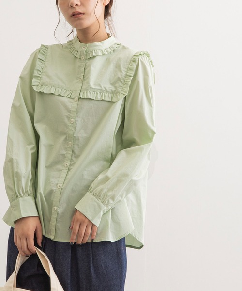 POU DOU DOU(プードゥドゥ)の「スクエアヨークフリル長袖ブラウス(シャツ/ブラウス・レディース・ブラック/ネイビー/アイボリー/ミント・3)」の15枚目の写真