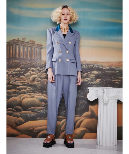 PAMEO POSE(パメオポーズ)の「Inverted Triangle Trousers Blue(スラックス・レディース・ブルー・S/M)」の1枚目の写真