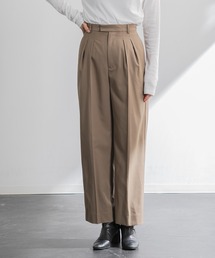 ウールブレンドタックワイドパンツ