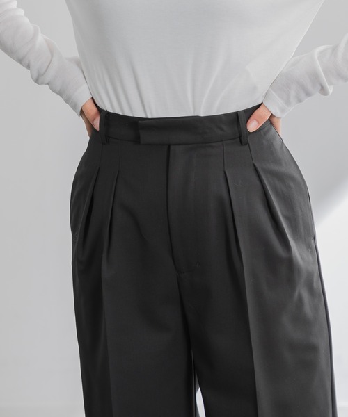 AMERICAN RAG CIE（アメリカンラグシー）の「ウールブレンドタックワイドパンツ（スラックス・レディース・チャコールグレー/キャメル・38/36）」の21枚目の写真