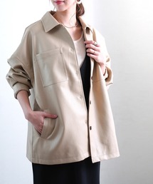 【Fizz/フィズ】　ビッグシルエット　フェイクレザーシャツジャケット