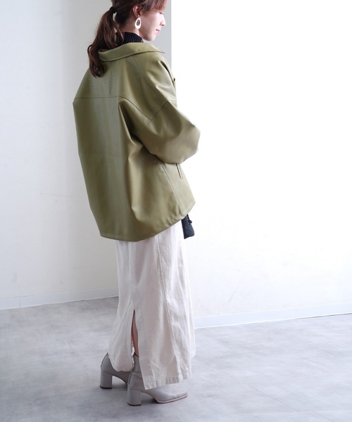 Fizz(フィズ)の「【Fizz/フィズ】 ビッグシルエット フェイクレザーシャツジャケット(その他アウター・レディース・ブラック/ベージュ/グリーン・FREE)」の6枚目の写真