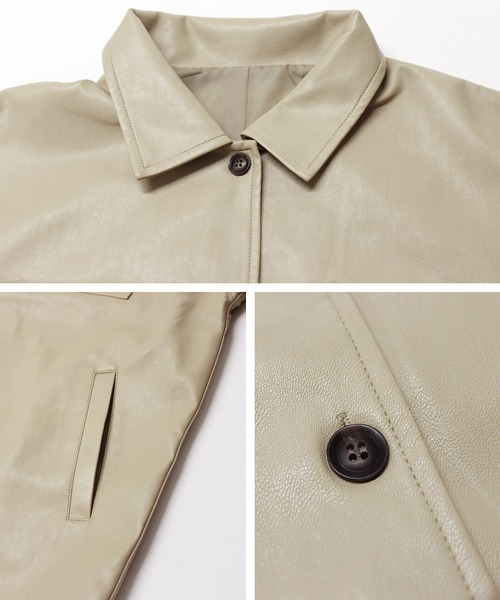 Fizz(フィズ)の「【Fizz/フィズ】 ビッグシルエット フェイクレザーシャツジャケット(その他アウター・レディース・ブラック/ベージュ/グリーン・FREE)」の17枚目の写真