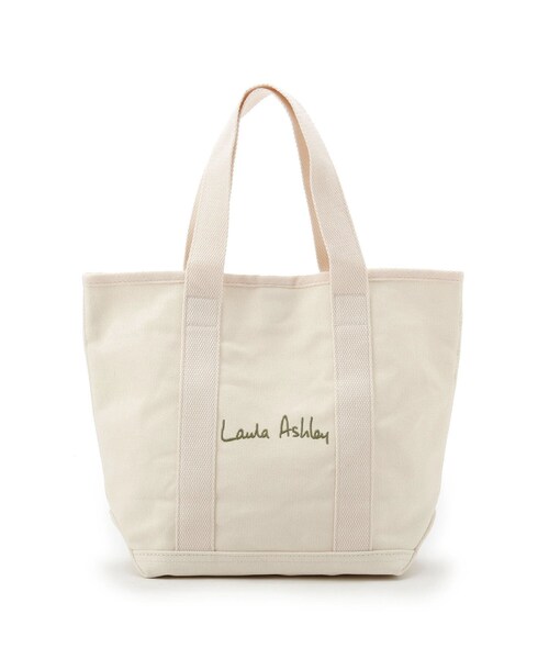 LAURA ASHLEY(ローラアシュレイ)の「サイン刺繍縦長トートバッグ(トートバッグ・レディース・ホワイト/ネイビー・00)」の1枚目の写真