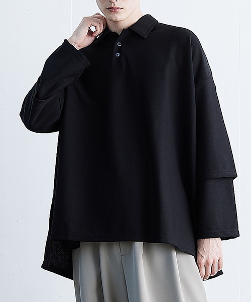 EDDEN ELLEN(エデンエレン)の「レイヤードアームポロシャツ(ポロシャツ・メンズ・ホワイト/ブラック/ベージュ/ブルー・SMALL/MEDIUM/LARGE/X-SMALL)」の3枚目の写真