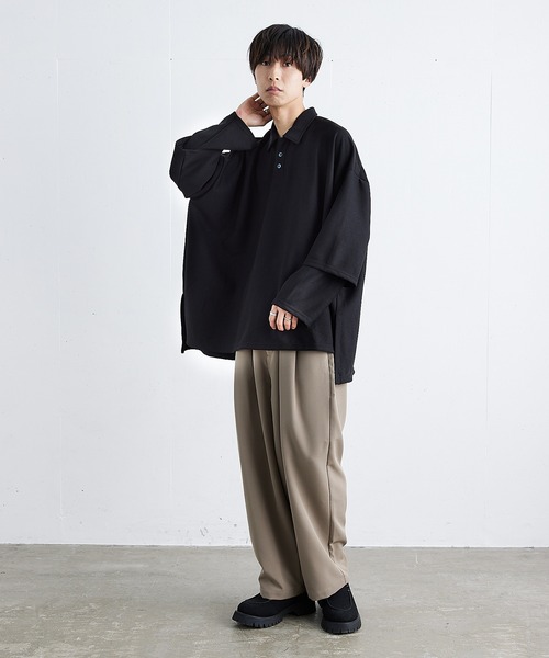 EDDEN ELLEN(エデンエレン)の「レイヤードアームポロシャツ(ポロシャツ・メンズ・ホワイト/ブラック/ベージュ/ブルー・SMALL/MEDIUM/LARGE/X-SMALL)」の11枚目の写真