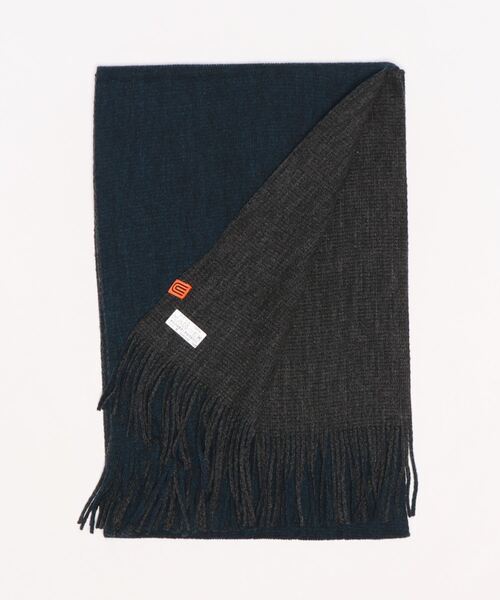 UNIVERSAL OVERALL（ユニバーサルオーバーオール）の「【UNIVERSAL OVERALL／ユニバーサルオーバーオール】リバーシブルマフラー　ワンポイントブランドロゴ（マフラー・メンズ・ネイビー/ブラック・FREE）」の3枚目の写真