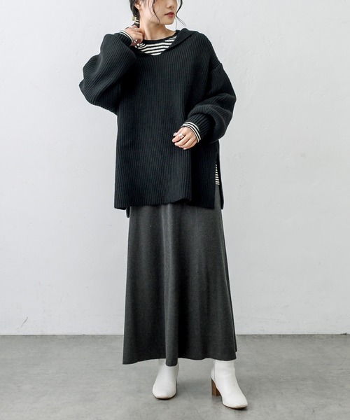 PUAL CE CIN(ピュアルセシン)の「セーラーカラー畦ニットプルオーバー(ニット/セーター・レディース・チャコールグレー/ベージュ/ピンク/キャメル・FREE)」の22枚目の写真