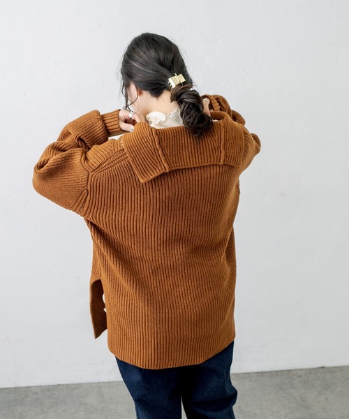 PUAL CE CIN(ピュアルセシン)の「セーラーカラー畦ニットプルオーバー(ニット/セーター・レディース・チャコールグレー/ベージュ/ピンク/キャメル・FREE)」の19枚目の写真