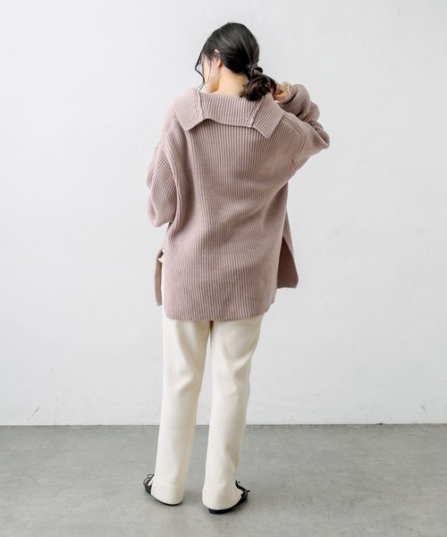 PUAL CE CIN(ピュアルセシン)の「セーラーカラー畦ニットプルオーバー(ニット/セーター・レディース・チャコールグレー/ベージュ/ピンク/キャメル・FREE)」の15枚目の写真