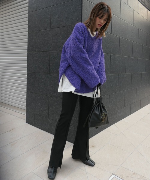 CORNERS（コーナーズ）の「ルーズシルエットもこもこボアトップス（ニット/セーター・レディース・アイボリー/ブラック/ブラウン/グリーン/ブルー/パープル/ベージュ・M）」の17枚目の写真