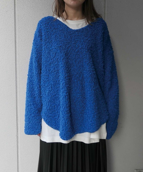 CORNERS（コーナーズ）の「ルーズシルエットもこもこボアトップス（ニット/セーター・レディース・アイボリー/ブラック/ブラウン/グリーン/ブルー/パープル/ベージュ・M）」の9枚目の写真