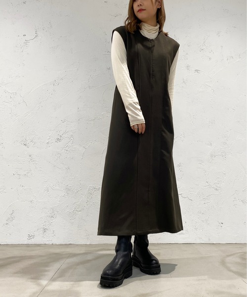 apres jour mignon（アプレジュールミニョン）の「ジップ付きワンピース【ZOZOTOWN限定アイテム】（ワンピース・レディース・ブラック/ダークブラウン/カーキ・X-LARGE/フリー）」の17枚目の写真