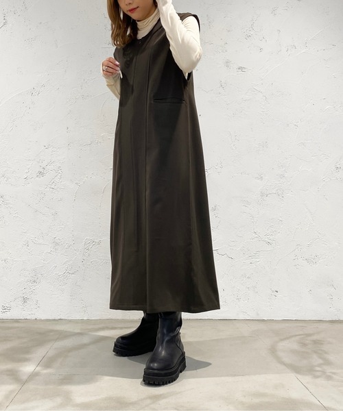 apres jour mignon（アプレジュールミニョン）の「ジップ付きワンピース【ZOZOTOWN限定アイテム】（ワンピース・レディース・ブラック/ダークブラウン/カーキ・X-LARGE/フリー）」の19枚目の写真