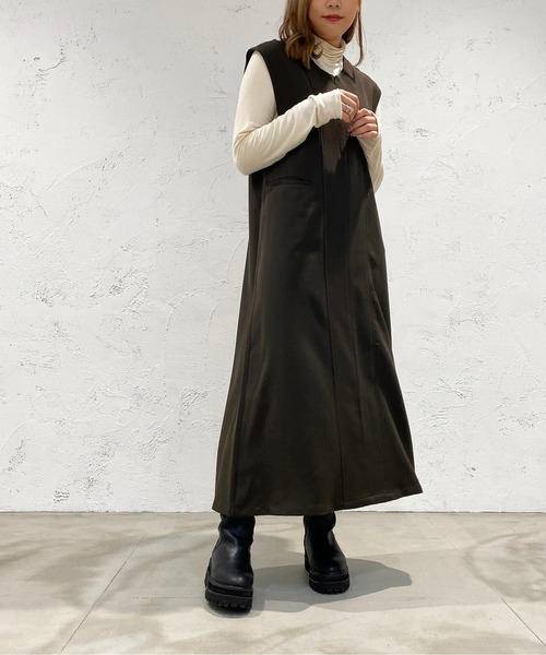 apres jour mignon（アプレジュールミニョン）の「ジップ付きワンピース【ZOZOTOWN限定アイテム】（ワンピース・レディース・ブラック/ダークブラウン/カーキ・X-LARGE/フリー）」の16枚目の写真