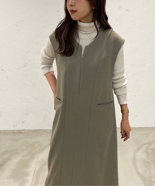 apres jour mignon（アプレジュールミニョン）の「ジップ付きワンピース【ZOZOTOWN限定アイテム】（ワンピース・レディース・ブラック/ダークブラウン/カーキ・X-LARGE/フリー）」の21枚目の写真