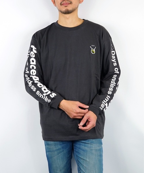Burner(バーナー)の「【GROOVY STORE】ワイド ロンT ワンポイント 刺繍 スマイル 袖 ロゴ 長袖T(Tシャツ/カットソー・メンズ・ネイビー/ブラック/カーキ/ホワイト・LL/M/L)」の11枚目の写真