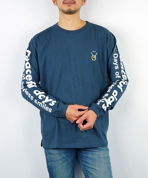 Burner(バーナー)の「【GROOVY STORE】ワイド ロンT ワンポイント 刺繍 スマイル 袖 ロゴ 長袖T(Tシャツ/カットソー・メンズ・ネイビー/ブラック/カーキ/ホワイト・LL/M/L)」の18枚目の写真