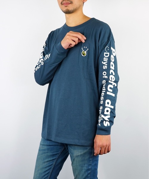 Burner(バーナー)の「【GROOVY STORE】ワイド ロンT ワンポイント 刺繍 スマイル 袖 ロゴ 長袖T(Tシャツ/カットソー・メンズ・ネイビー/ブラック/カーキ/ホワイト・LL/M/L)」の20枚目の写真