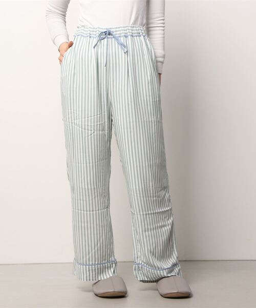 REVEYU(レブユー)の「REVEYU/stripe pajamas pants(スラックス・レディース・グリーン系その他4・LARGE)」の1枚目の写真