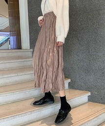 【URGE：】しわ プリーツ加工　フレア　スカート