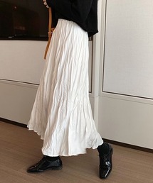 【URGE：】しわ プリーツ加工　フレア　スカート
