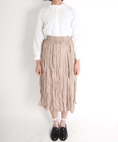 urge：（アージコロン ）の「【URGE：】しわ プリーツ加工　フレア　スカート（スカート・レディース・ブラック/ホワイト/ベージュ・MEDIUM/LARGE/SMALL）」の20枚目の写真