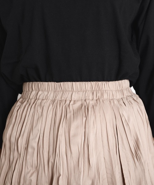 urge：（アージコロン ）の「【URGE：】しわ プリーツ加工　フレア　スカート（スカート・レディース・ブラック/ホワイト/ベージュ・MEDIUM/LARGE/SMALL）」の19枚目の写真