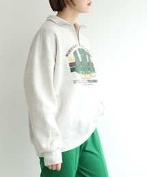 裏起毛ハーフジッププリントスウェット