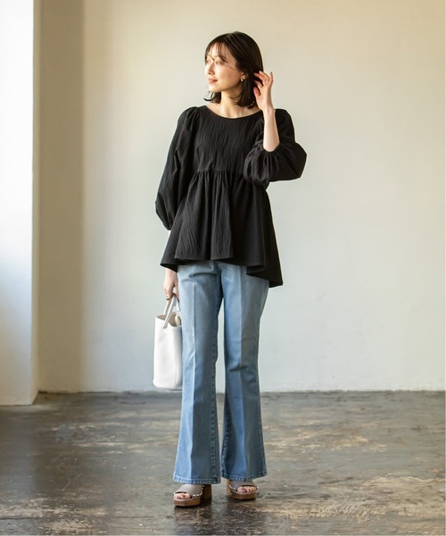 Noble - NOBLE  バンピーコットンパフスリーブブラウス Noble（ノーブル）の「バンピーコットンパフスリーブブラウス