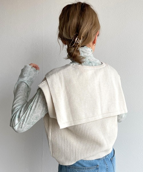 w closet(ダブルクローゼット)の「セーラー衿ベスト(ニット/セーター・レディース・ベージュ/ピンク/ブルー・FREE)」の6枚目の写真