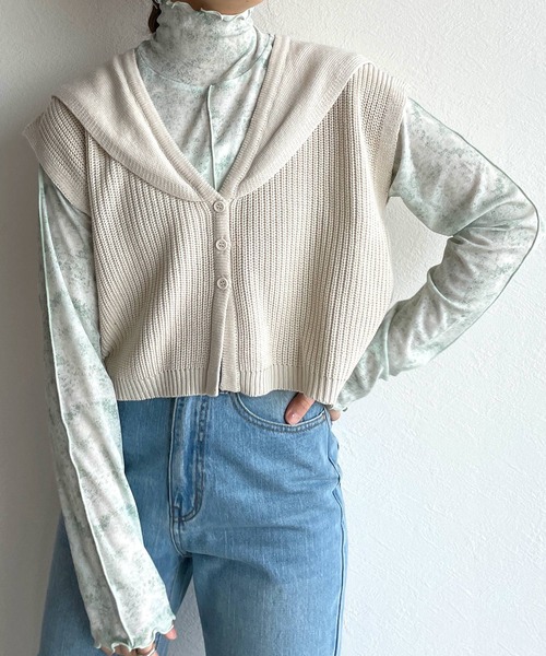 w closet(ダブルクローゼット)の「セーラー衿ベスト(ニット/セーター・レディース・ベージュ/ピンク/ブルー・FREE)」の7枚目の写真