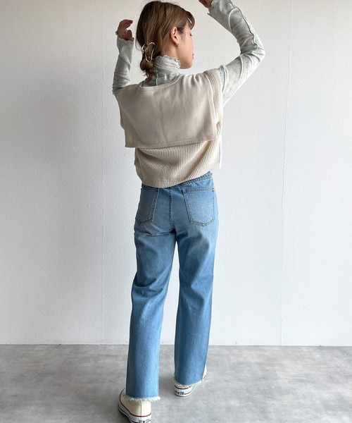 w closet(ダブルクローゼット)の「セーラー衿ベスト(ニット/セーター・レディース・ベージュ/ピンク/ブルー・FREE)」の11枚目の写真