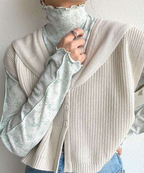 w closet(ダブルクローゼット)の「セーラー衿ベスト(ニット/セーター・レディース・ベージュ/ピンク/ブルー・FREE)」の12枚目の写真