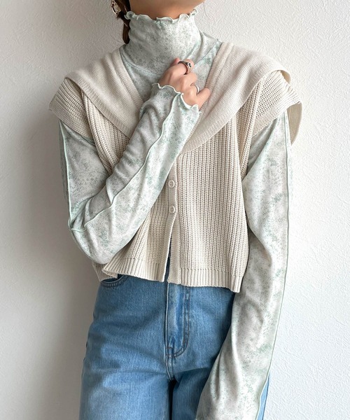 w closet(ダブルクローゼット)の「セーラー衿ベスト(ニット/セーター・レディース・ベージュ/ピンク/ブルー・FREE)」の13枚目の写真