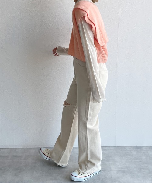 w closet(ダブルクローゼット)の「セーラー衿ベスト(ニット/セーター・レディース・ベージュ/ピンク/ブルー・FREE)」の18枚目の写真