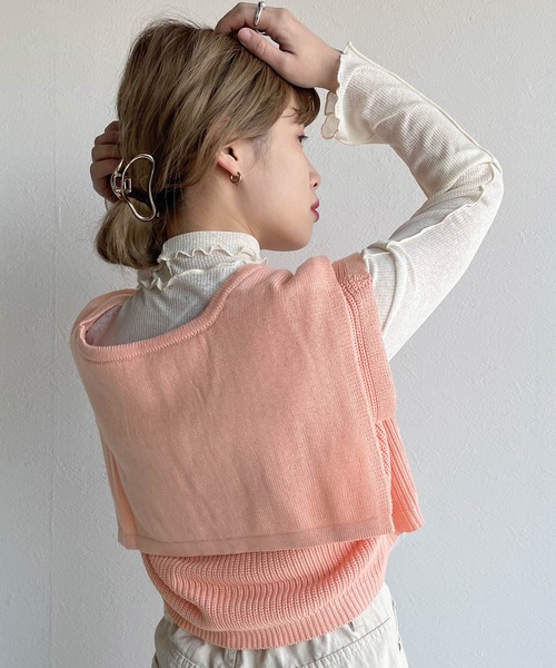 w closet(ダブルクローゼット)の「セーラー衿ベスト(ニット/セーター・レディース・ベージュ/ピンク/ブルー・FREE)」の19枚目の写真