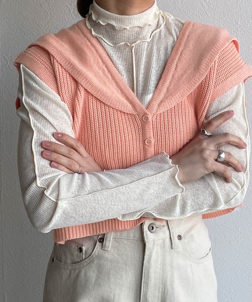 w closet(ダブルクローゼット)の「セーラー衿ベスト(ニット/セーター・レディース・ベージュ/ピンク/ブルー・FREE)」の20枚目の写真
