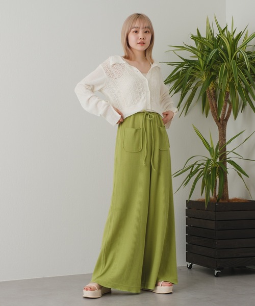 Kastane(カスタネ)の「【カタログ掲載アイテム】透かし編み衿付きカーディガン(カーディガン/ボレロ・レディース・アイボリー/ブラック・FREE)」の5枚目の写真