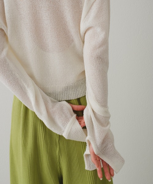 Kastane(カスタネ)の「【カタログ掲載アイテム】透かし編み衿付きカーディガン(カーディガン/ボレロ・レディース・アイボリー/ブラック・FREE)」の12枚目の写真