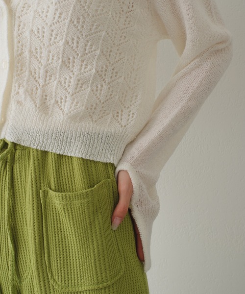 Kastane(カスタネ)の「【カタログ掲載アイテム】透かし編み衿付きカーディガン(カーディガン/ボレロ・レディース・アイボリー/ブラック・FREE)」の13枚目の写真