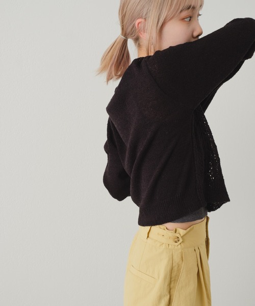 Kastane(カスタネ)の「【カタログ掲載アイテム】透かし編み衿付きカーディガン(カーディガン/ボレロ・レディース・アイボリー/ブラック・FREE)」の16枚目の写真